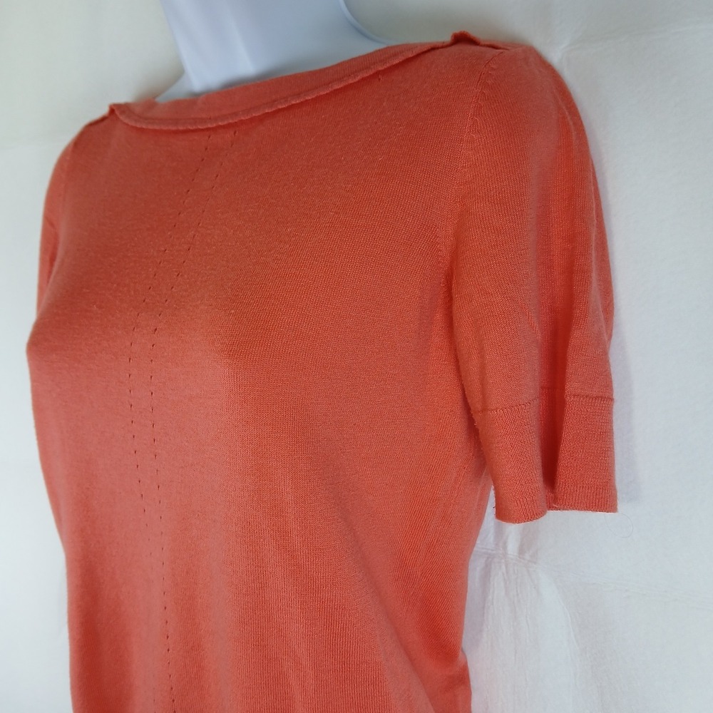 Banana Republic Womens Pointelle Summer Blouse XS Coral Orange Minimalist Modern